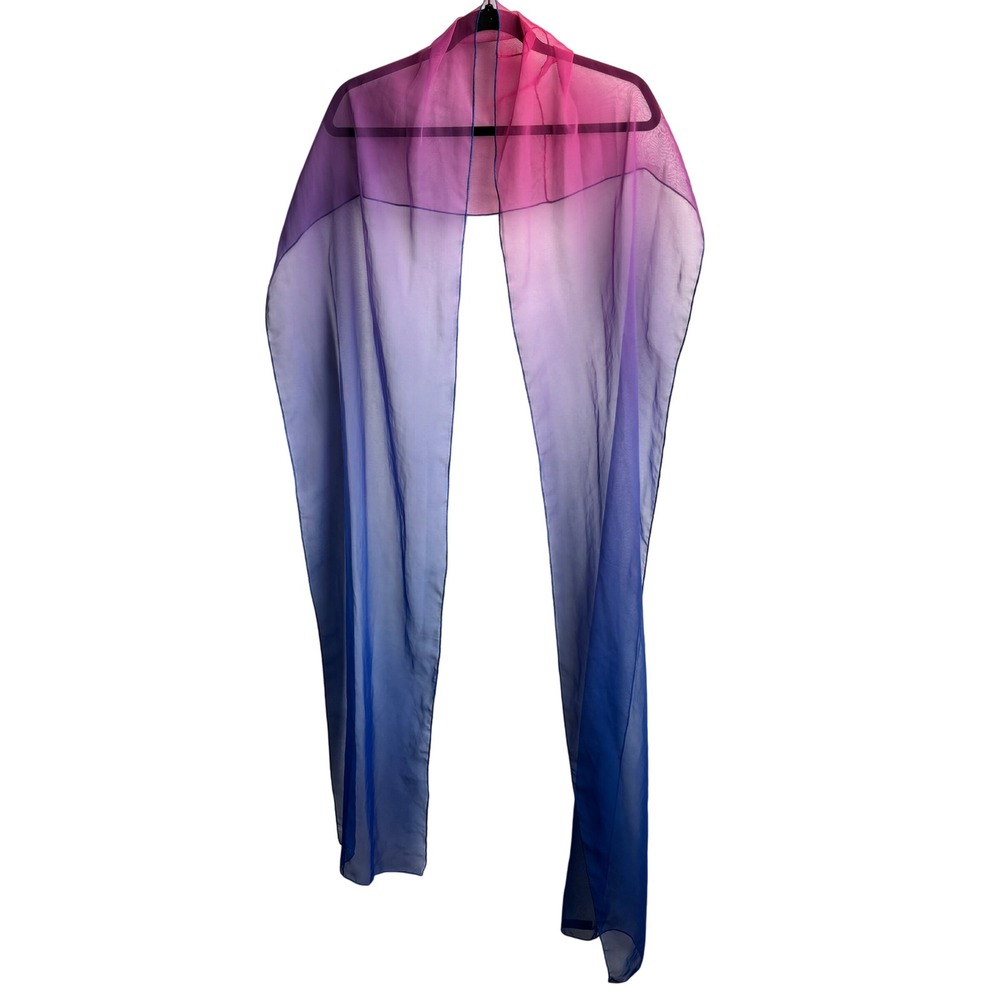 VTG McClintock Ombre Chiffon Scarf Blue Pink Purple Gradient Sheer Wrap Ethereal